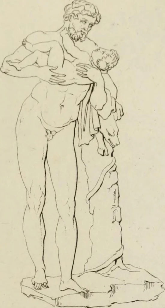 An illustration from Mythologische Gallerie; eine Sammlung von mehr als 750 antiken Denkmälern, Statuen, geschnittenen Steinen, Münzen und Gemälden, auf den 191 Original-Kupferblättern der französischen Ausg, 1848, leaf 130