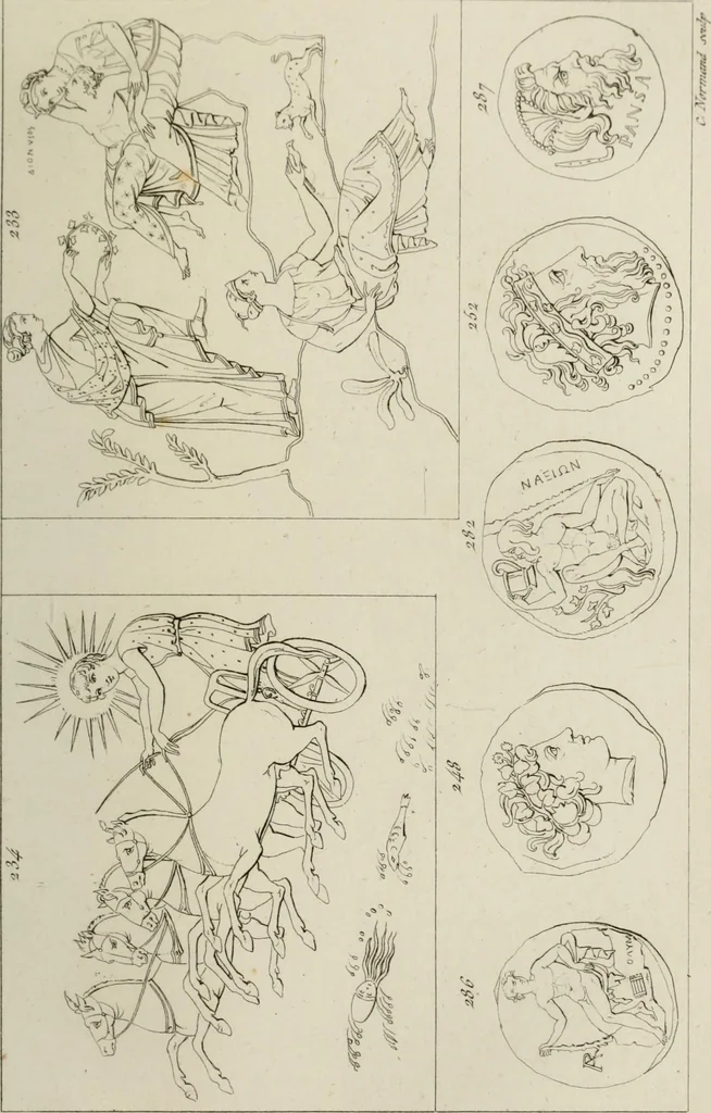 An illustration from Mythologische Gallerie; eine Sammlung von mehr als 750 antiken Denkmälern, Statuen, geschnittenen Steinen, Münzen und Gemälden, auf den 191 Original-Kupferblättern der französischen Ausg, 1848, leaf 132