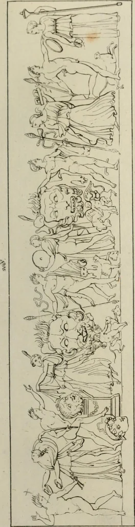 An illustration from Mythologische Gallerie; eine Sammlung von mehr als 750 antiken Denkmälern, Statuen, geschnittenen Steinen, Münzen und Gemälden, auf den 191 Original-Kupferblättern der französischen Ausg, 1848, leaf 138
