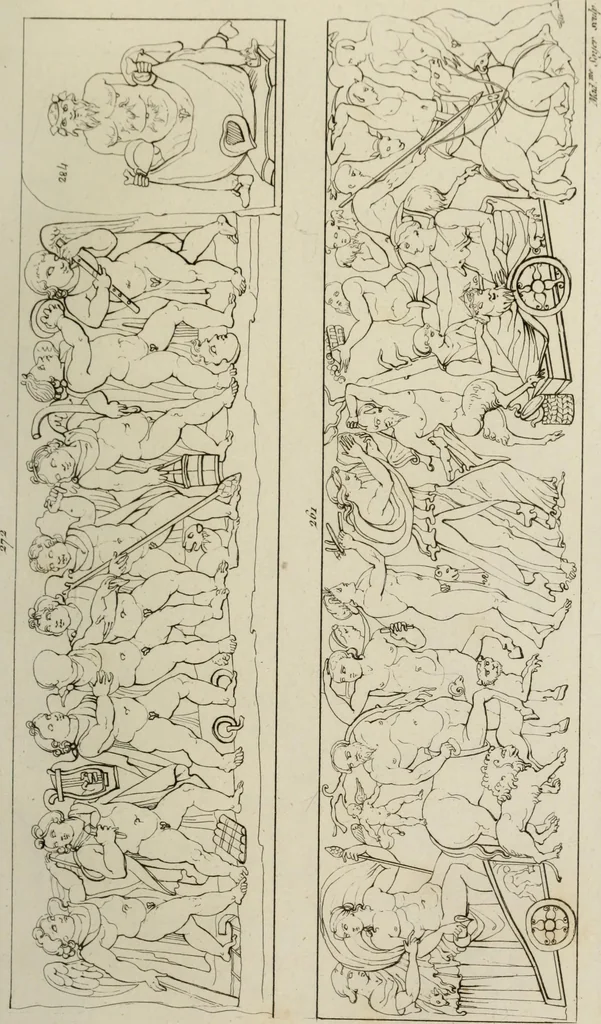 An illustration from Mythologische Gallerie; eine Sammlung von mehr als 750 antiken Denkmälern, Statuen, geschnittenen Steinen, Münzen und Gemälden, auf den 191 Original-Kupferblättern der französischen Ausg, 1848, leaf 150