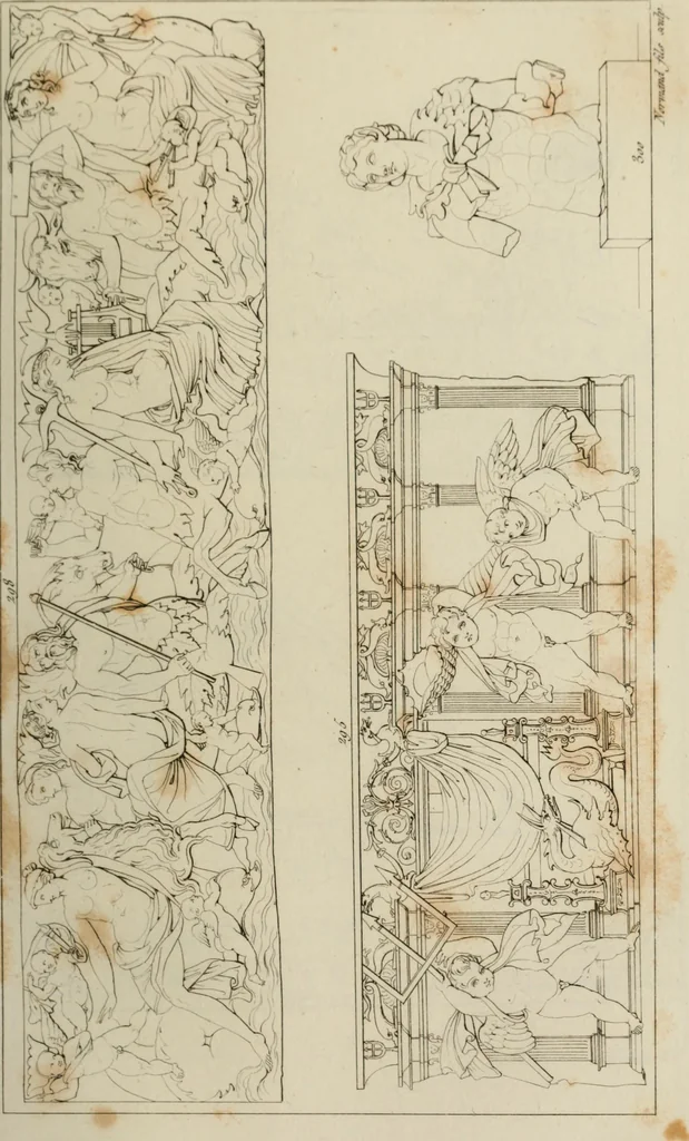 An illustration from Mythologische Gallerie; eine Sammlung von mehr als 750 antiken Denkmälern, Statuen, geschnittenen Steinen, Münzen und Gemälden, auf den 191 Original-Kupferblättern der französischen Ausg, 1848, leaf 158