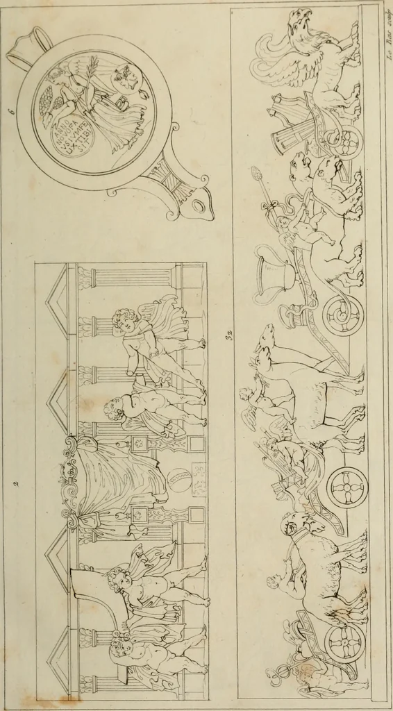 An illustration from Mythologische Gallerie; eine Sammlung von mehr als 750 antiken Denkmälern, Statuen, geschnittenen Steinen, Münzen und Gemälden, auf den 191 Original-Kupferblättern der französischen Ausg, 1848, leaf 16