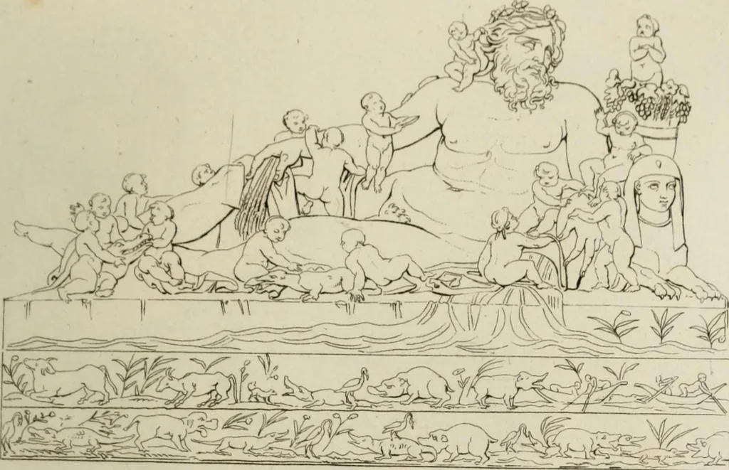 An illustration from Mythologische Gallerie; eine Sammlung von mehr als 750 antiken Denkmälern, Statuen, geschnittenen Steinen, Münzen und Gemälden, auf den 191 Original-Kupferblättern der französischen Ausg, 1848, leaf 160