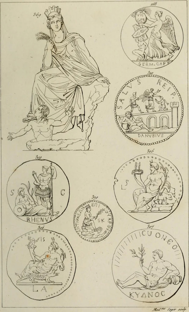 An illustration from Mythologische Gallerie; eine Sammlung von mehr als 750 antiken Denkmälern, Statuen, geschnittenen Steinen, Münzen und Gemälden, auf den 191 Original-Kupferblättern der französischen Ausg, 1848, leaf 168