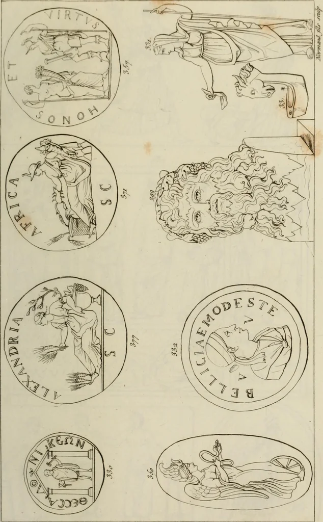 An illustration from Mythologische Gallerie; eine Sammlung von mehr als 750 antiken Denkmälern, Statuen, geschnittenen Steinen, Münzen und Gemälden, auf den 191 Original-Kupferblättern der französischen Ausg, 1848, leaf 170