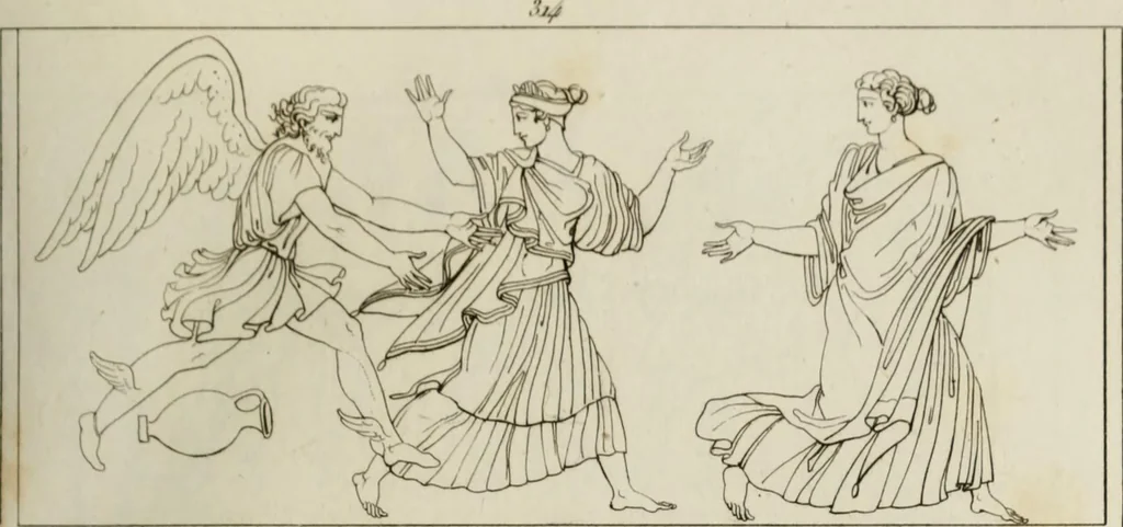 An illustration from Mythologische Gallerie; eine Sammlung von mehr als 750 antiken Denkmälern, Statuen, geschnittenen Steinen, Münzen und Gemälden, auf den 191 Original-Kupferblättern der französischen Ausg, 1848, leaf 172