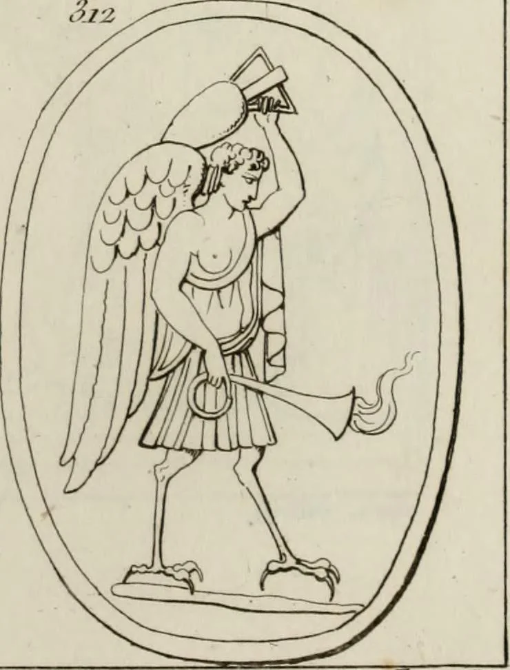 An illustration from Mythologische Gallerie; eine Sammlung von mehr als 750 antiken Denkmälern, Statuen, geschnittenen Steinen, Münzen und Gemälden, auf den 191 Original-Kupferblättern der französischen Ausg, 1848, leaf 172