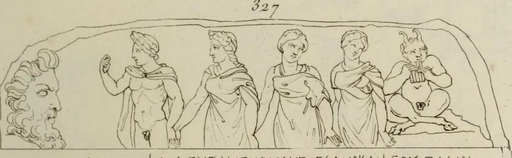 An illustration from Mythologische Gallerie; eine Sammlung von mehr als 750 antiken Denkmälern, Statuen, geschnittenen Steinen, Münzen und Gemälden, auf den 191 Original-Kupferblättern der französischen Ausg, 1848, leaf 174
