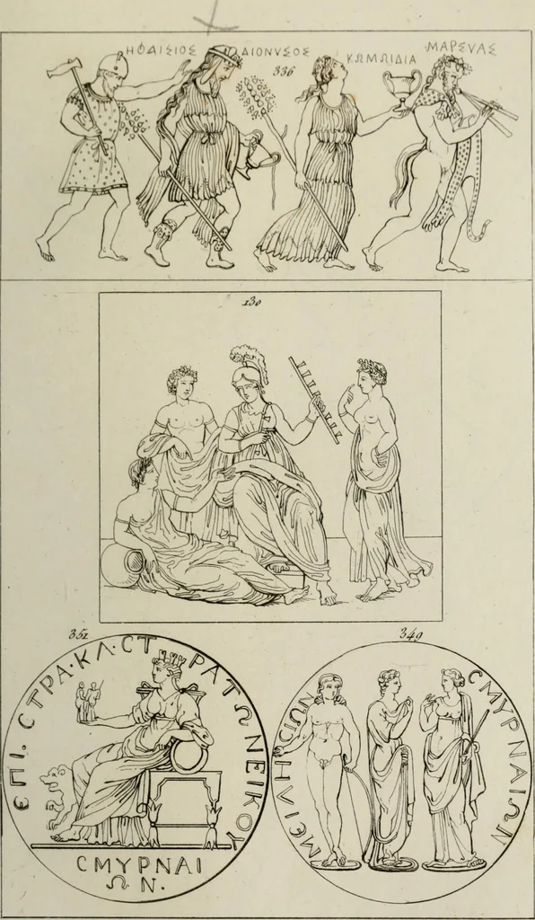 An illustration from Mythologische Gallerie; eine Sammlung von mehr als 750 antiken Denkmälern, Statuen, geschnittenen Steinen, Münzen und Gemälden, auf den 191 Original-Kupferblättern der französischen Ausg, 1848, leaf 178