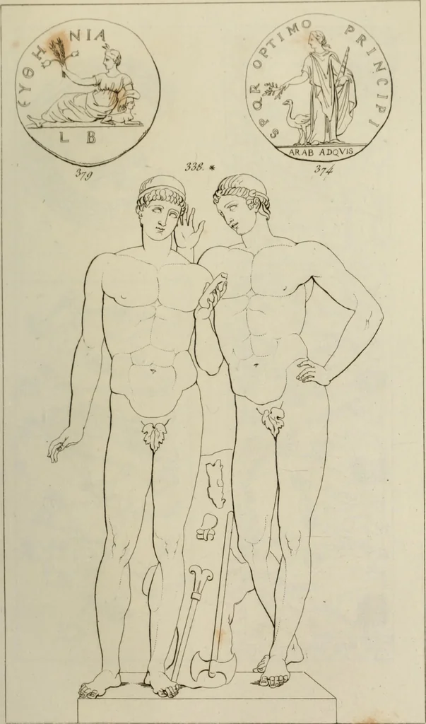 An illustration from Mythologische Gallerie; eine Sammlung von mehr als 750 antiken Denkmälern, Statuen, geschnittenen Steinen, Münzen und Gemälden, auf den 191 Original-Kupferblättern der französischen Ausg, 1848, leaf 180