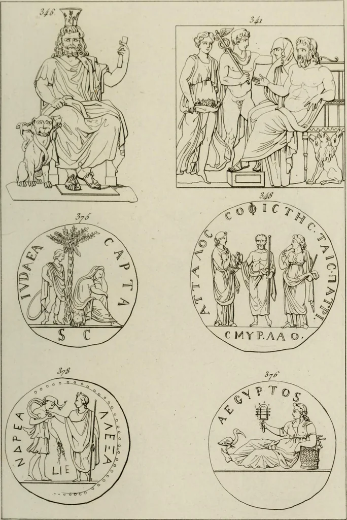 An illustration from Mythologische Gallerie; eine Sammlung von mehr als 750 antiken Denkmälern, Statuen, geschnittenen Steinen, Münzen und Gemälden, auf den 191 Original-Kupferblättern der französischen Ausg, 1848, leaf 186