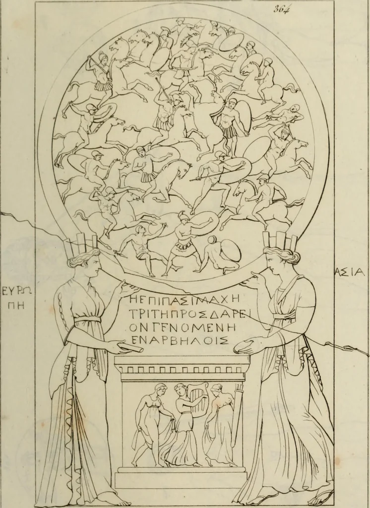 An illustration from Mythologische Gallerie; eine Sammlung von mehr als 750 antiken Denkmälern, Statuen, geschnittenen Steinen, Münzen und Gemälden, auf den 191 Original-Kupferblättern der französischen Ausg, 1848, leaf 190