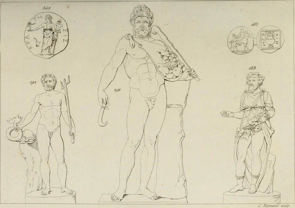 An illustration from Mythologische Gallerie; eine Sammlung von mehr als 750 antiken Denkmälern, Statuen, geschnittenen Steinen, Münzen und Gemälden, auf den 191 Original-Kupferblättern der französischen Ausg, 1848, leaf 192