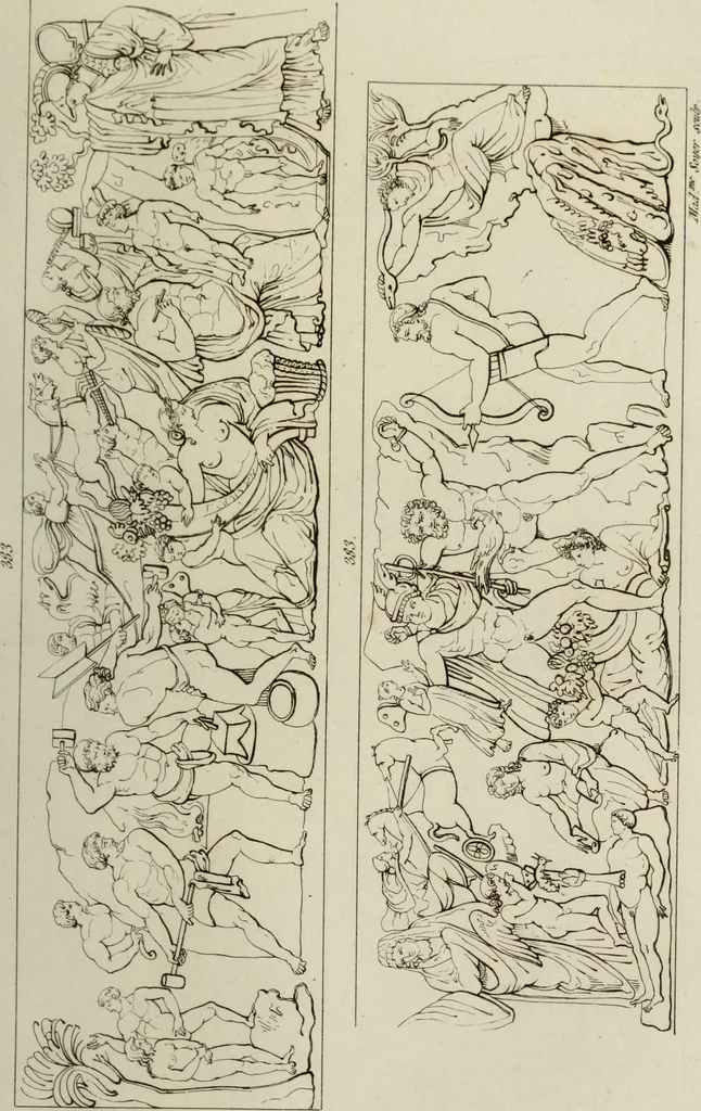 An illustration from Mythologische Gallerie; eine Sammlung von mehr als 750 antiken Denkmälern, Statuen, geschnittenen Steinen, Münzen und Gemälden, auf den 191 Original-Kupferblättern der französischen Ausg, 1848, leaf 196