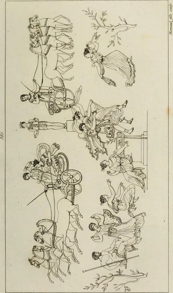 An illustration from Mythologische Gallerie; eine Sammlung von mehr als 750 antiken Denkmälern, Statuen, geschnittenen Steinen, Münzen und Gemälden, auf den 191 Original-Kupferblättern der französischen Ausg, 1848, leaf 198