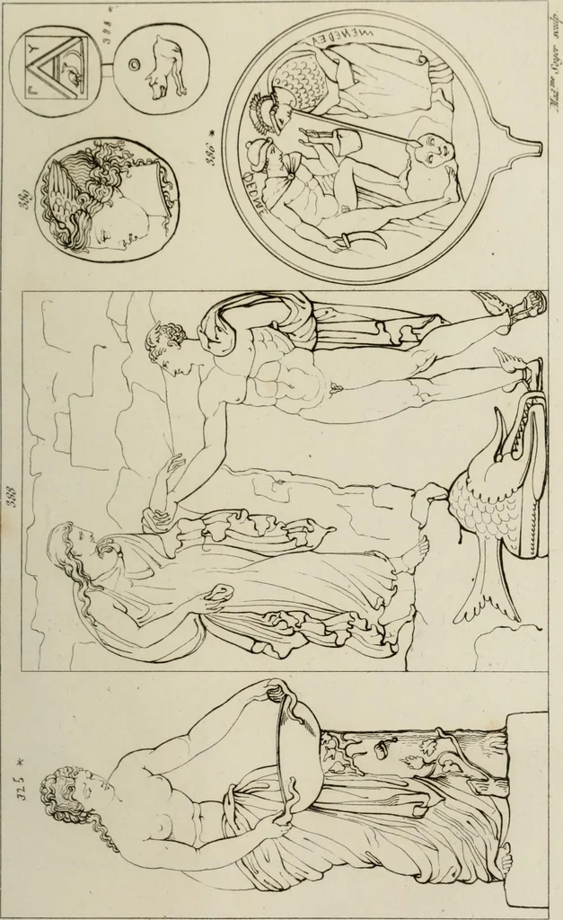 An illustration from Mythologische Gallerie; eine Sammlung von mehr als 750 antiken Denkmälern, Statuen, geschnittenen Steinen, Münzen und Gemälden, auf den 191 Original-Kupferblättern der französischen Ausg, 1848, leaf 202