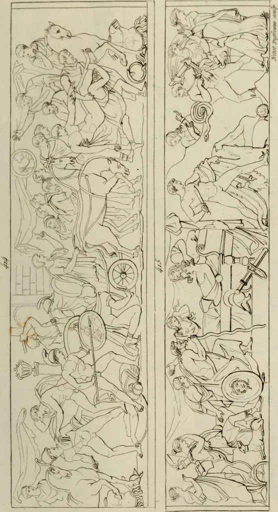 An illustration from Mythologische Gallerie; eine Sammlung von mehr als 750 antiken Denkmälern, Statuen, geschnittenen Steinen, Münzen und Gemälden, auf den 191 Original-Kupferblättern der französischen Ausg, 1848, leaf 218