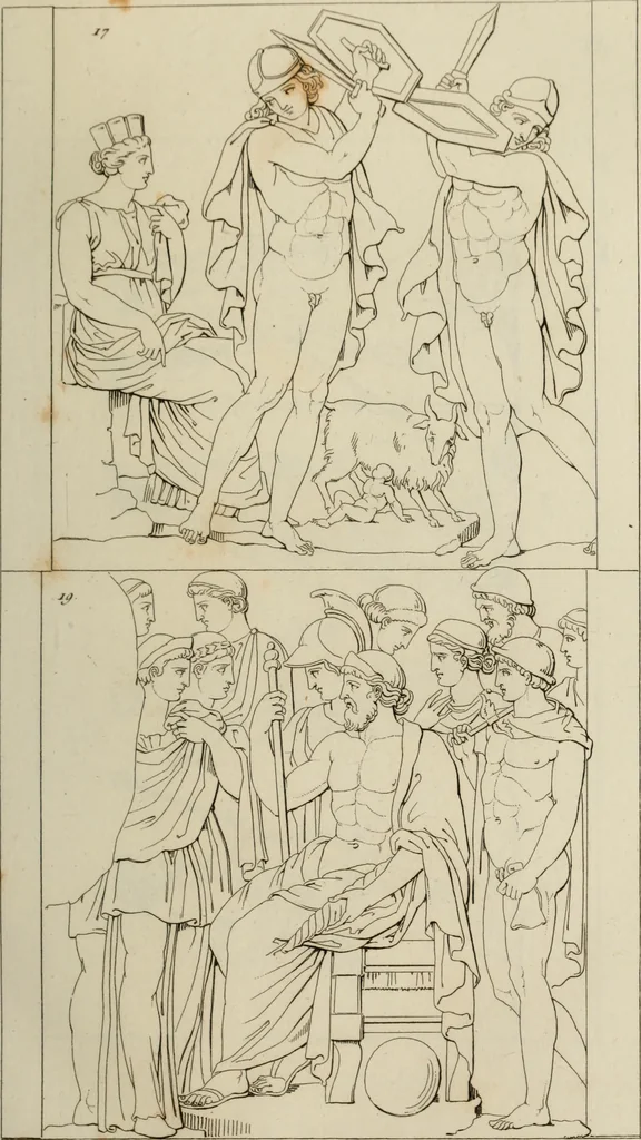 An illustration from Mythologische Gallerie; eine Sammlung von mehr als 750 antiken Denkmälern, Statuen, geschnittenen Steinen, Münzen und Gemälden, auf den 191 Original-Kupferblättern der französischen Ausg, 1848, leaf 22