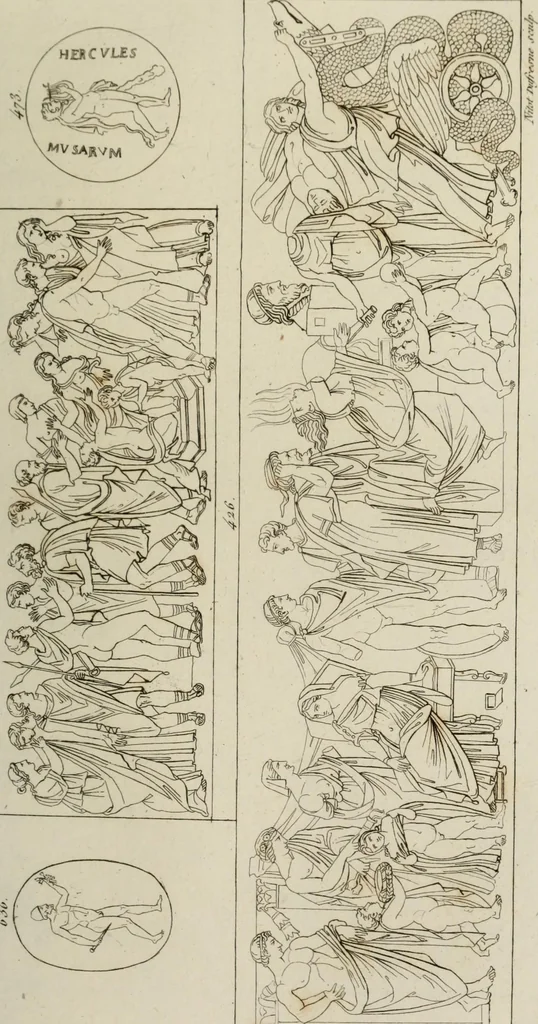 An illustration from Mythologische Gallerie; eine Sammlung von mehr als 750 antiken Denkmälern, Statuen, geschnittenen Steinen, Münzen und Gemälden, auf den 191 Original-Kupferblättern der französischen Ausg, 1848, leaf 226