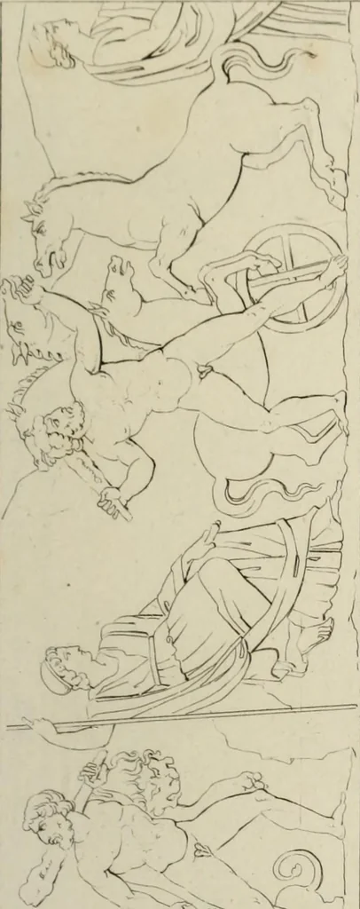 An illustration from Mythologische Gallerie; eine Sammlung von mehr als 750 antiken Denkmälern, Statuen, geschnittenen Steinen, Münzen und Gemälden, auf den 191 Original-Kupferblättern der französischen Ausg, 1848, leaf 236