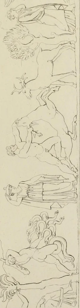 An illustration from Mythologische Gallerie; eine Sammlung von mehr als 750 antiken Denkmälern, Statuen, geschnittenen Steinen, Münzen und Gemälden, auf den 191 Original-Kupferblättern der französischen Ausg, 1848, leaf 236
