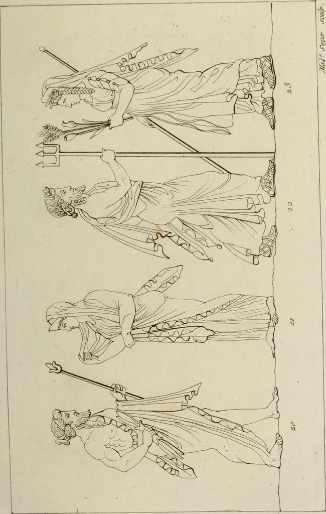 An illustration from Mythologische Gallerie; eine Sammlung von mehr als 750 antiken Denkmälern, Statuen, geschnittenen Steinen, Münzen und Gemälden, auf den 191 Original-Kupferblättern der französischen Ausg, 1848, leaf 24
