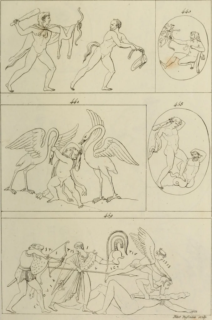 An illustration from Mythologische Gallerie; eine Sammlung von mehr als 750 antiken Denkmälern, Statuen, geschnittenen Steinen, Münzen und Gemälden, auf den 191 Original-Kupferblättern der französischen Ausg, 1848, leaf 252