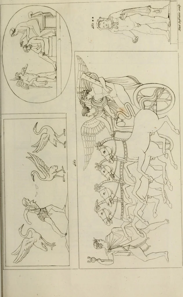 An illustration from Mythologische Gallerie; eine Sammlung von mehr als 750 antiken Denkmälern, Statuen, geschnittenen Steinen, Münzen und Gemälden, auf den 191 Original-Kupferblättern der französischen Ausg, 1848, leaf 258
