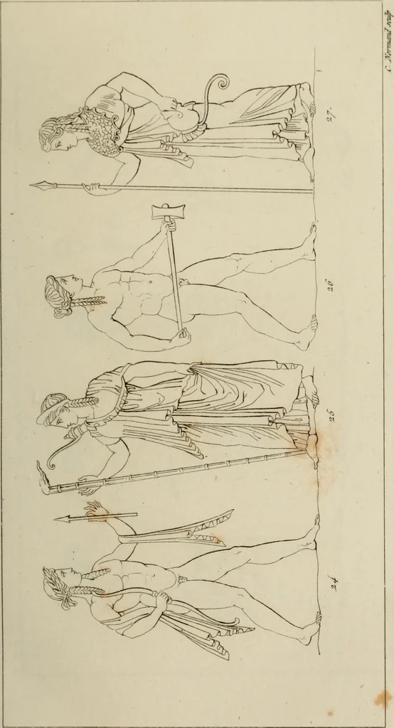 An illustration from Mythologische Gallerie; eine Sammlung von mehr als 750 antiken Denkmälern, Statuen, geschnittenen Steinen, Münzen und Gemälden, auf den 191 Original-Kupferblättern der französischen Ausg, 1848, leaf 26