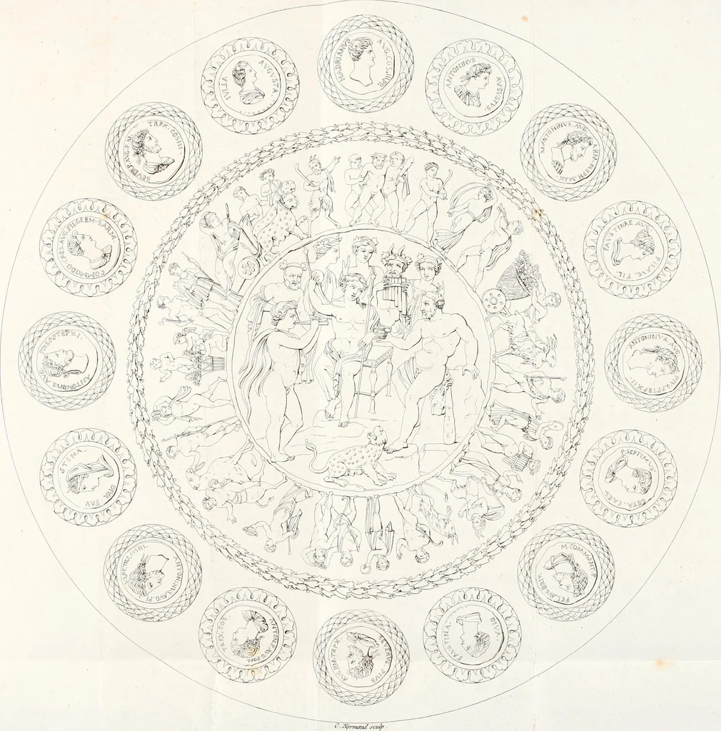 An illustration from Mythologische Gallerie; eine Sammlung von mehr als 750 antiken Denkmälern, Statuen, geschnittenen Steinen, Münzen und Gemälden, auf den 191 Original-Kupferblättern der französischen Ausg, 1848, leaf 264