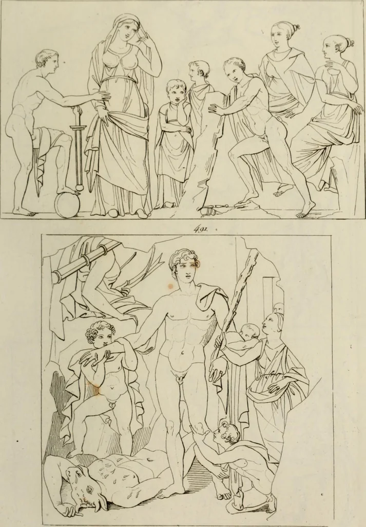 An illustration from Mythologische Gallerie; eine Sammlung von mehr als 750 antiken Denkmälern, Statuen, geschnittenen Steinen, Münzen und Gemälden, auf den 191 Original-Kupferblättern der französischen Ausg, 1848, leaf 268