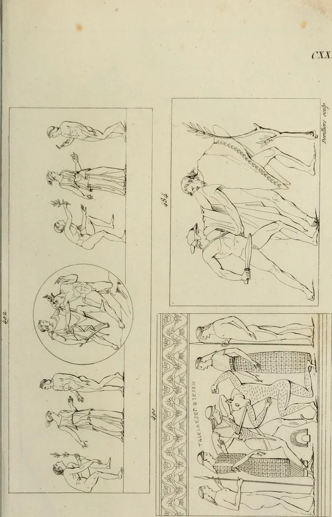An illustration from Mythologische Gallerie; eine Sammlung von mehr als 750 antiken Denkmälern, Statuen, geschnittenen Steinen, Münzen und Gemälden, auf den 191 Original-Kupferblättern der französischen Ausg, 1848, leaf 274