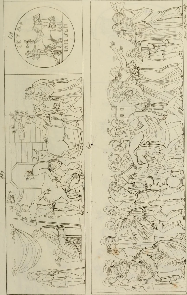 An illustration from Mythologische Gallerie; eine Sammlung von mehr als 750 antiken Denkmälern, Statuen, geschnittenen Steinen, Münzen und Gemälden, auf den 191 Original-Kupferblättern der französischen Ausg, 1848, leaf 278