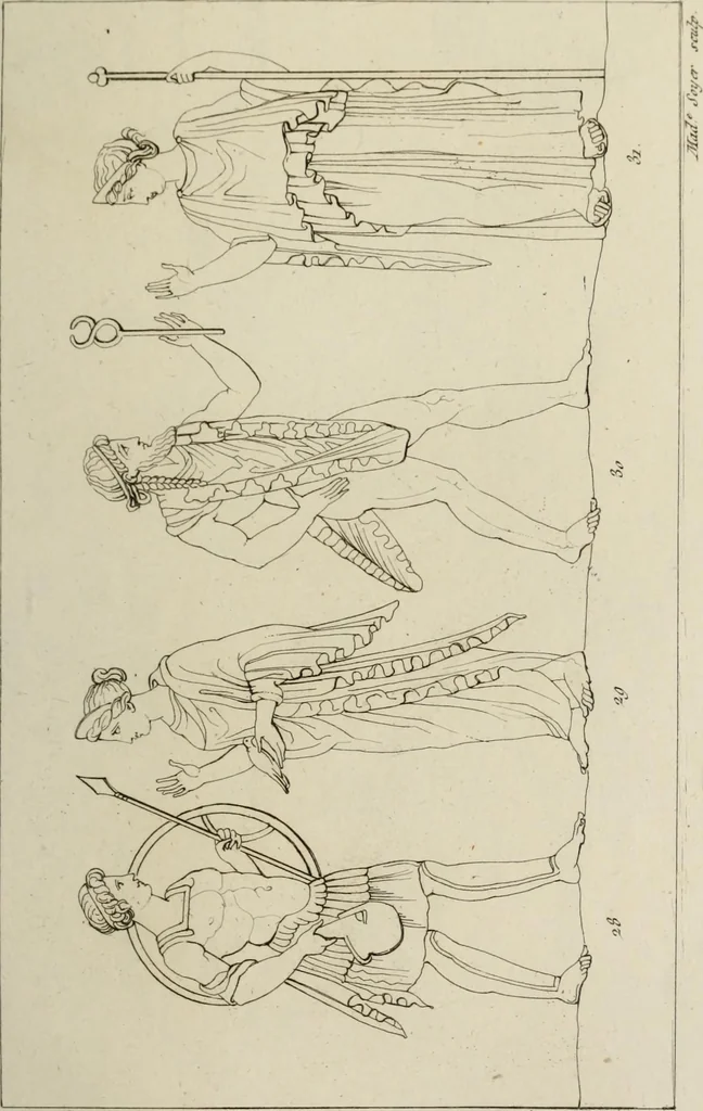 An illustration from Mythologische Gallerie; eine Sammlung von mehr als 750 antiken Denkmälern, Statuen, geschnittenen Steinen, Münzen und Gemälden, auf den 191 Original-Kupferblättern der französischen Ausg, 1848, leaf 28