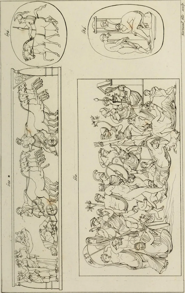 An illustration from Mythologische Gallerie; eine Sammlung von mehr als 750 antiken Denkmälern, Statuen, geschnittenen Steinen, Münzen und Gemälden, auf den 191 Original-Kupferblättern der französischen Ausg, 1848, leaf 280