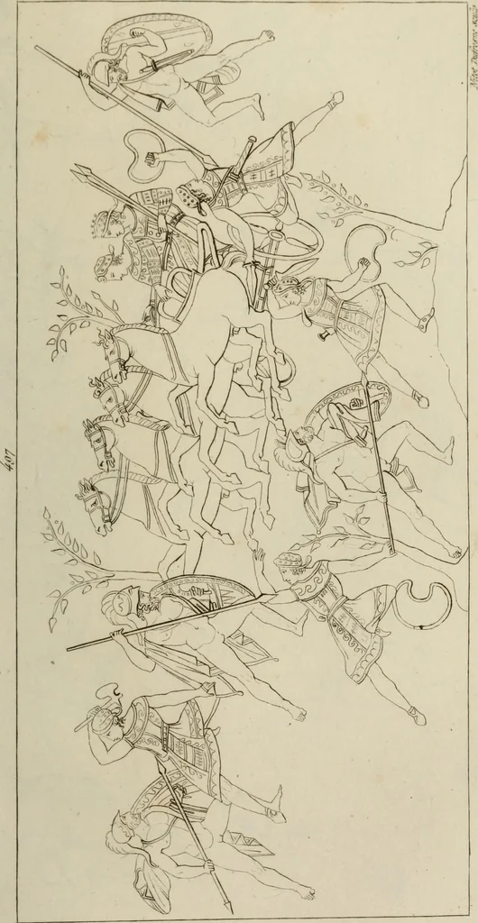 An illustration from Mythologische Gallerie; eine Sammlung von mehr als 750 antiken Denkmälern, Statuen, geschnittenen Steinen, Münzen und Gemälden, auf den 191 Original-Kupferblättern der französischen Ausg, 1848, leaf 282