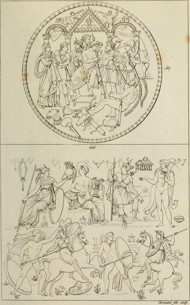 An illustration from Mythologische Gallerie; eine Sammlung von mehr als 750 antiken Denkmälern, Statuen, geschnittenen Steinen, Münzen und Gemälden, auf den 191 Original-Kupferblättern der französischen Ausg, 1848, leaf 286