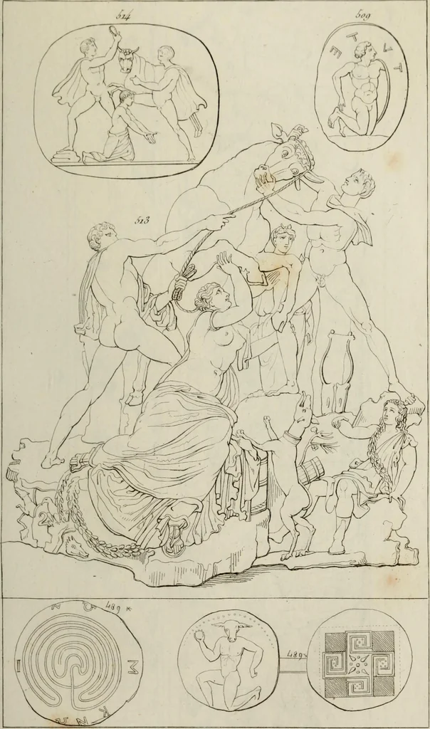 An illustration from Mythologische Gallerie; eine Sammlung von mehr als 750 antiken Denkmälern, Statuen, geschnittenen Steinen, Münzen und Gemälden, auf den 191 Original-Kupferblättern der französischen Ausg, 1848, leaf 298