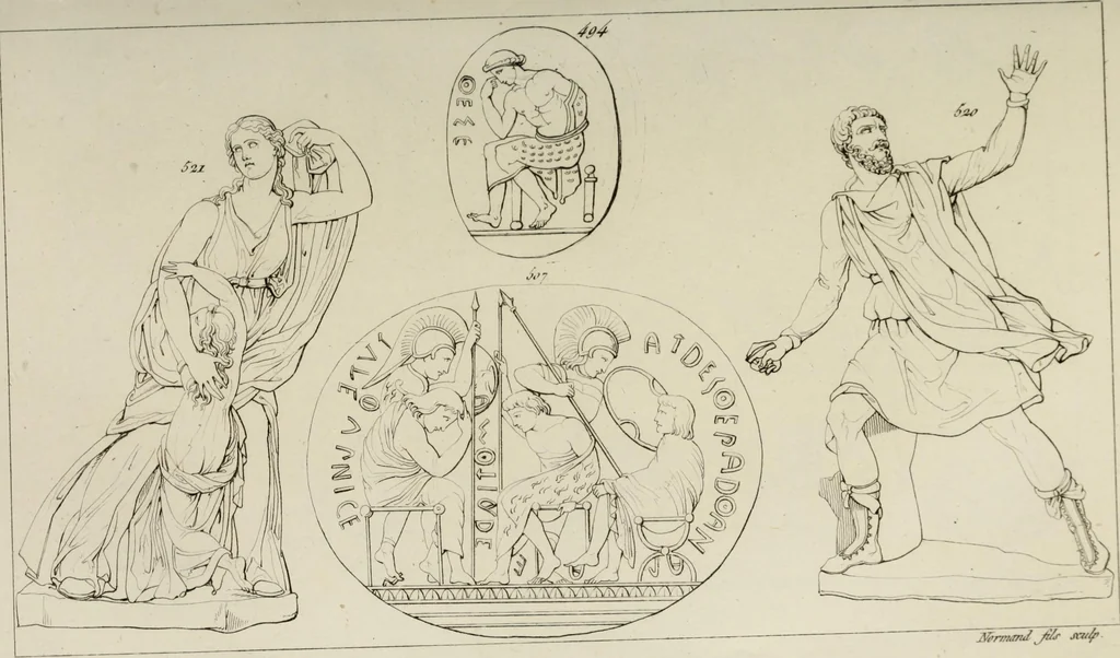 An illustration from Mythologische Gallerie; eine Sammlung von mehr als 750 antiken Denkmälern, Statuen, geschnittenen Steinen, Münzen und Gemälden, auf den 191 Original-Kupferblättern der französischen Ausg, 1848, leaf 304