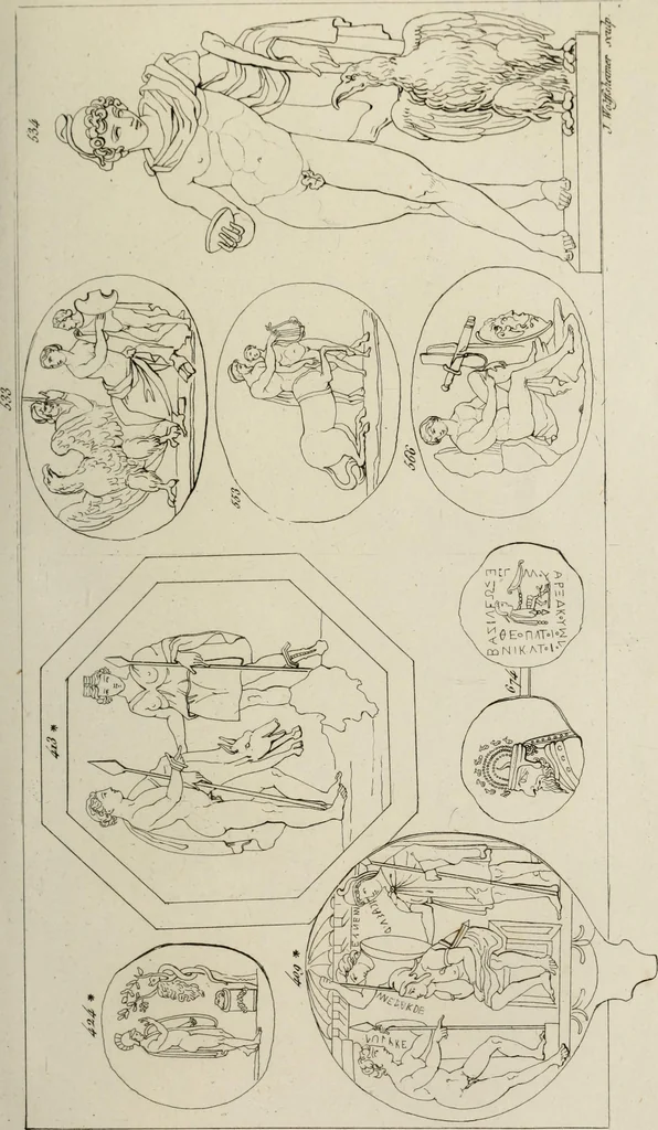 An illustration from Mythologische Gallerie; eine Sammlung von mehr als 750 antiken Denkmälern, Statuen, geschnittenen Steinen, Münzen und Gemälden, auf den 191 Original-Kupferblättern der französischen Ausg, 1848, leaf 310