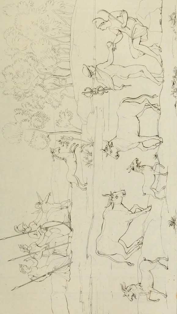An illustration from Mythologische Gallerie; eine Sammlung von mehr als 750 antiken Denkmälern, Statuen, geschnittenen Steinen, Münzen und Gemälden, auf den 191 Original-Kupferblättern der französischen Ausg, 1848, leaf 312