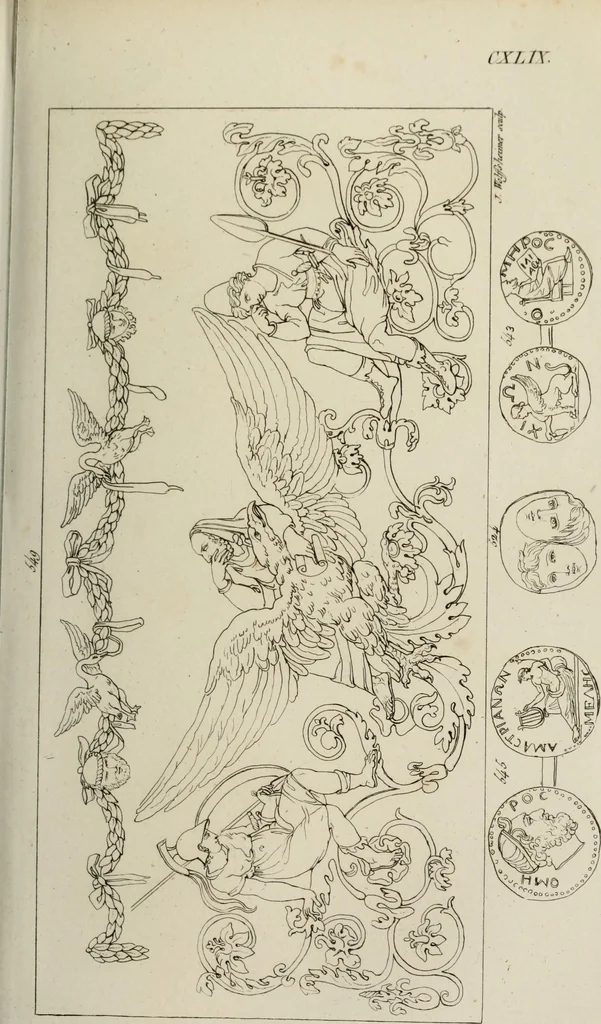 An illustration from Mythologische Gallerie; eine Sammlung von mehr als 750 antiken Denkmälern, Statuen, geschnittenen Steinen, Münzen und Gemälden, auf den 191 Original-Kupferblättern der französischen Ausg, 1848, leaf 316