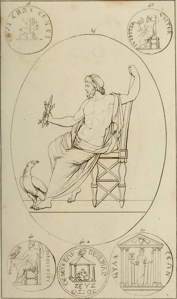 An illustration from Mythologische Gallerie; eine Sammlung von mehr als 750 antiken Denkmälern, Statuen, geschnittenen Steinen, Münzen und Gemälden, auf den 191 Original-Kupferblättern der französischen Ausg, 1848, leaf 32