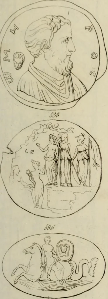 An illustration from Mythologische Gallerie; eine Sammlung von mehr als 750 antiken Denkmälern, Statuen, geschnittenen Steinen, Münzen und Gemälden, auf den 191 Original-Kupferblättern der französischen Ausg, 1848, leaf 320