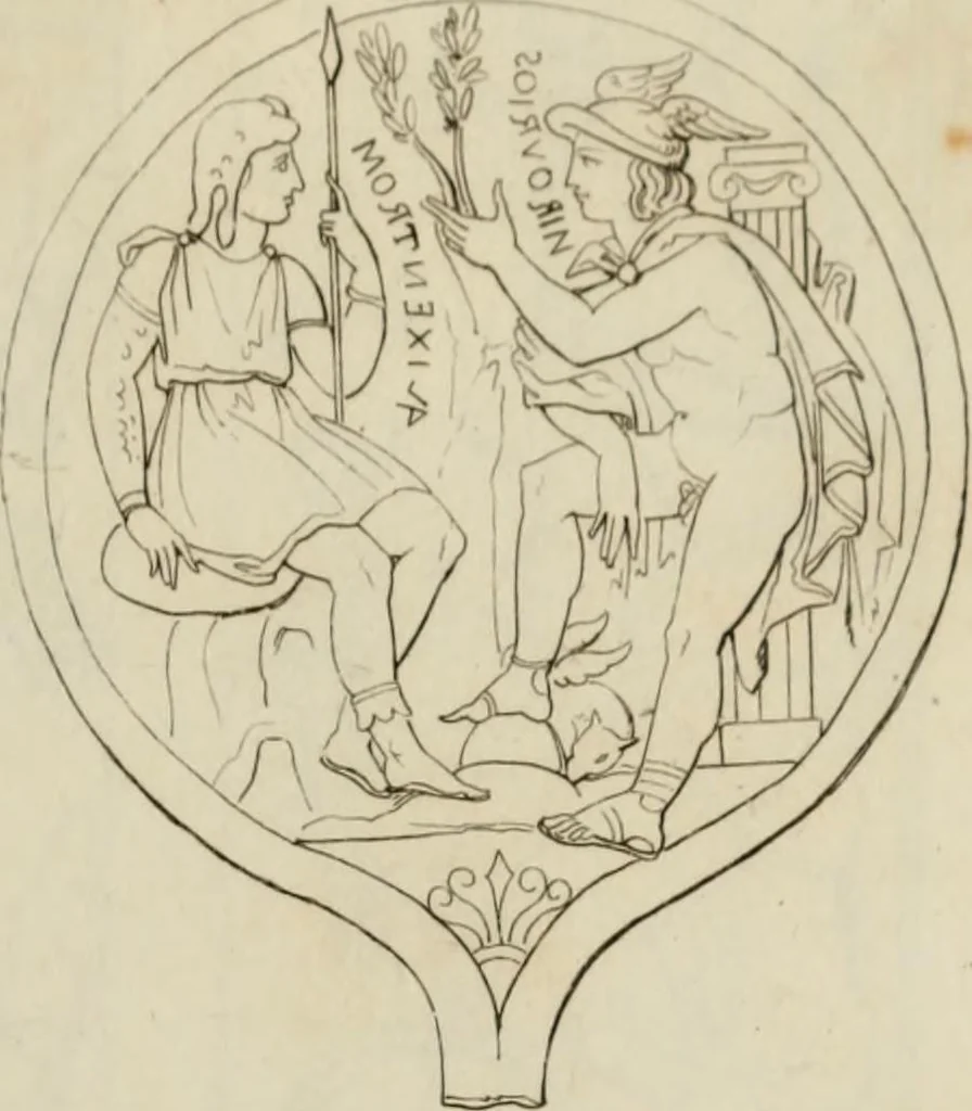 An illustration from Mythologische Gallerie; eine Sammlung von mehr als 750 antiken Denkmälern, Statuen, geschnittenen Steinen, Münzen und Gemälden, auf den 191 Original-Kupferblättern der französischen Ausg, 1848, leaf 320