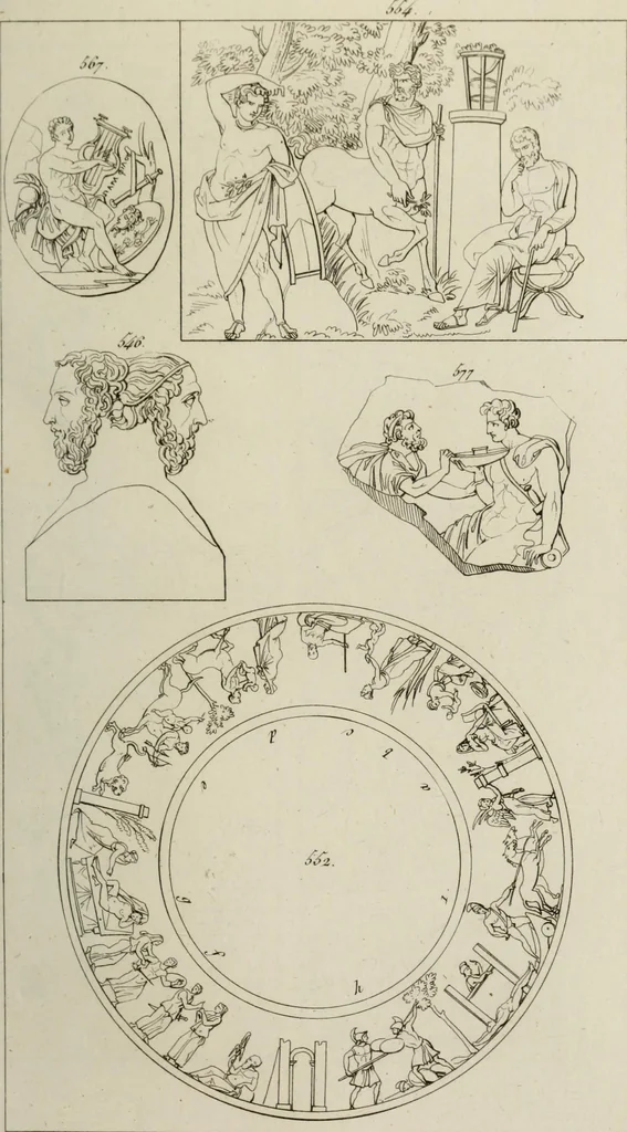 An illustration from Mythologische Gallerie; eine Sammlung von mehr als 750 antiken Denkmälern, Statuen, geschnittenen Steinen, Münzen und Gemälden, auf den 191 Original-Kupferblättern der französischen Ausg, 1848, leaf 324