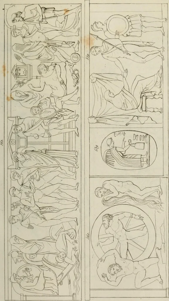 An illustration from Mythologische Gallerie; eine Sammlung von mehr als 750 antiken Denkmälern, Statuen, geschnittenen Steinen, Münzen und Gemälden, auf den 191 Original-Kupferblättern der französischen Ausg, 1848, leaf 330