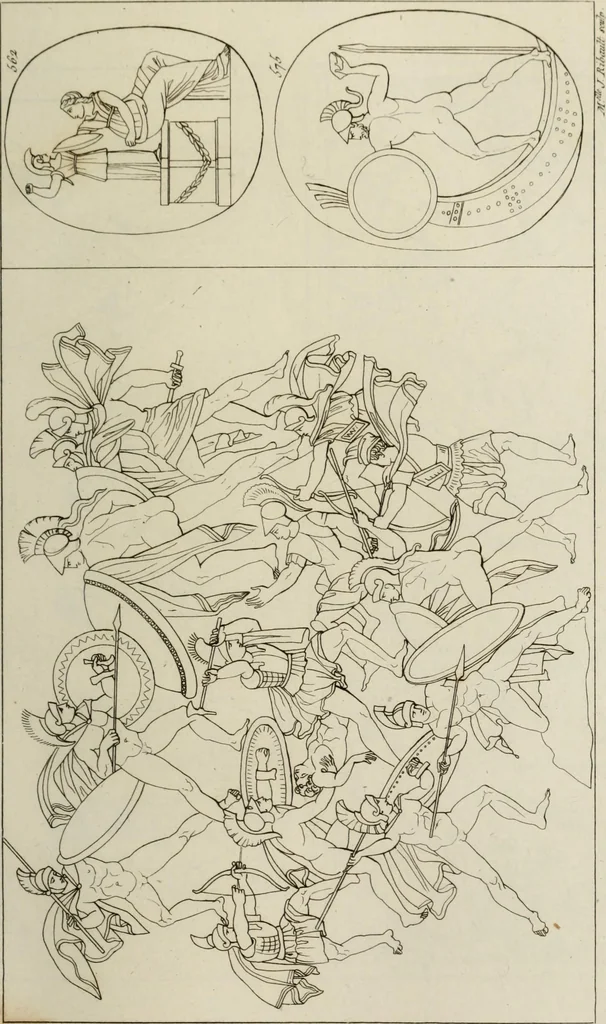 An illustration from Mythologische Gallerie; eine Sammlung von mehr als 750 antiken Denkmälern, Statuen, geschnittenen Steinen, Münzen und Gemälden, auf den 191 Original-Kupferblättern der französischen Ausg, 1848, leaf 334
