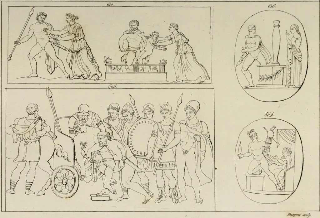 An illustration from Mythologische Gallerie; eine Sammlung von mehr als 750 antiken Denkmälern, Statuen, geschnittenen Steinen, Münzen und Gemälden, auf den 191 Original-Kupferblättern der französischen Ausg, 1848, leaf 344