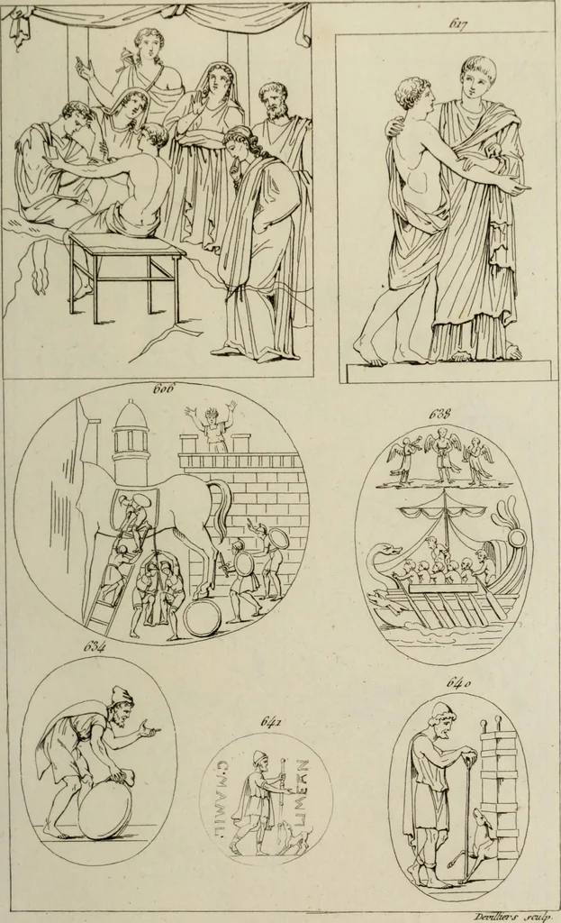 An illustration from Mythologische Gallerie; eine Sammlung von mehr als 750 antiken Denkmälern, Statuen, geschnittenen Steinen, Münzen und Gemälden, auf den 191 Original-Kupferblättern der französischen Ausg, 1848, leaf 352
